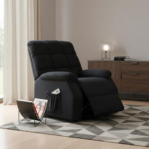 34 Inch Black Velvet Power Lift Recliner with Heated Massage for Living Room