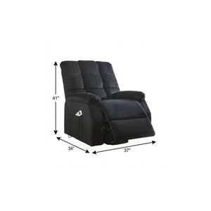 34 Inch Black Velvet Power Lift Recliner with Heated Massage for Living Room