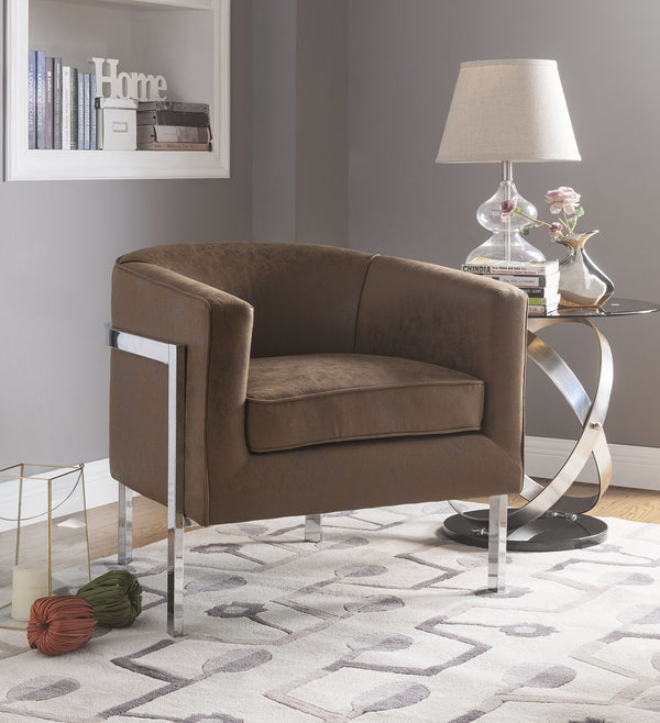 Homeroots 31" X 32" X 29" Brown Edgy Accent Chair   318874