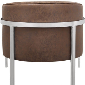 HomeRoots 31" Stylish Brown and Silver Fabric Arm Chair for Modern Living Spaces - Comfort Meets Elegance 318874