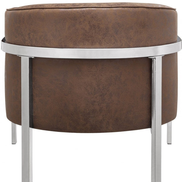 HomeRoots 31" Stylish Brown and Silver Fabric Arm Chair for Modern Living Spaces - Comfort Meets Elegance 318874