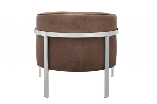 HomeRoots 31" Stylish Brown and Silver Fabric Arm Chair for Modern Living Spaces - Comfort Meets Elegance 318874