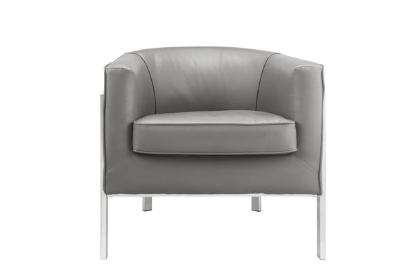 HomeRoots 31" Contemporary Gray and White Fabric Arm Chair – Stylish Accent Seating for Modern Interiors 318875