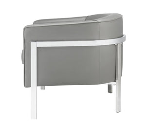 HomeRoots 31" Contemporary Gray and White Fabric Arm Chair – Stylish Accent Seating for Modern Interiors 318875