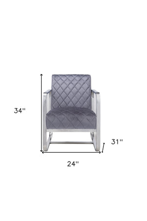 Homeroots 24" X 31" X 34" Grey Accent Chair   318876