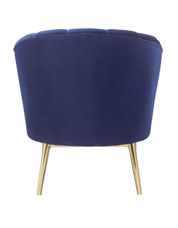 Homeroots 32" Blue And Copper Velvet Tufted Barrel Chair Blue  318879