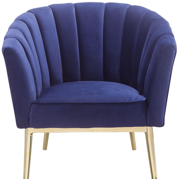 Homeroots 32" Blue And Copper Velvet Tufted Barrel Chair Blue  318879