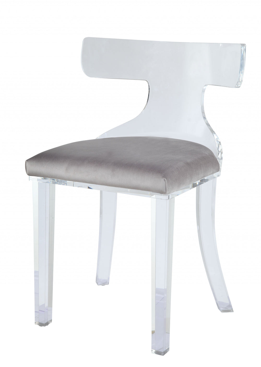 Homeroots 20" X 18" X 31" Gray Velvet And Clear Acrylic Accent Chair   318880