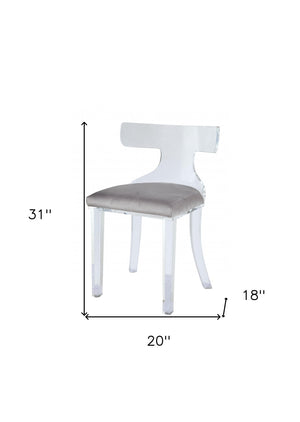 HomeRoots 20" Gray Velvet Side Chair - Elegant Modern Accent Seating with Plush Comfort & Durable Design 318880