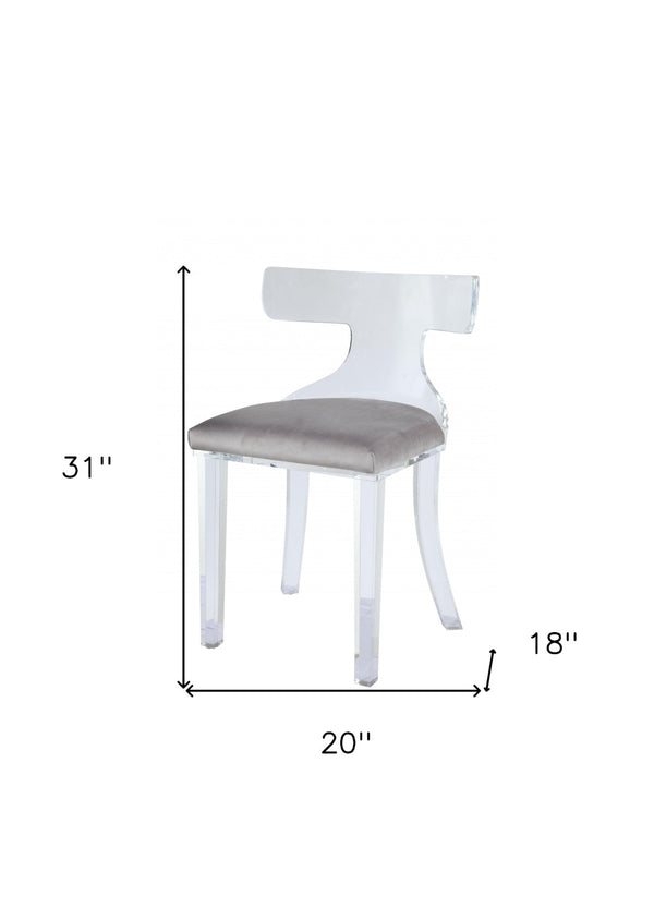 HomeRoots 20" Gray Velvet Side Chair - Elegant Modern Accent Seating with Plush Comfort & Durable Design 318880
