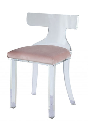 Homeroots 20" X 18" X 31" Light Pink Velvet And Clear Acrylic Accent Chair   318881