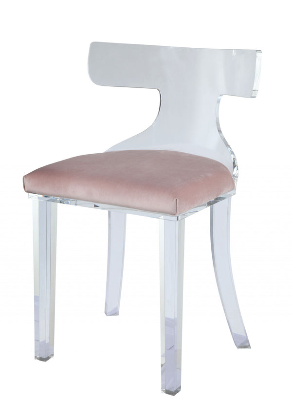 Homeroots 20" X 18" X 31" Light Pink Velvet And Clear Acrylic Accent Chair   318881
