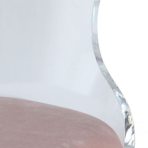 HomeRoots 20" Pink Velvet Side Chair with Acrylic Frame – Chic Accent for Modern Homes, Comfort & Style! 318881