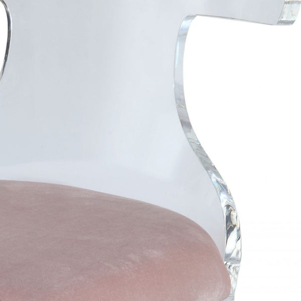HomeRoots 20" Pink Velvet Side Chair with Acrylic Frame – Chic Accent for Modern Homes, Comfort & Style! 318881