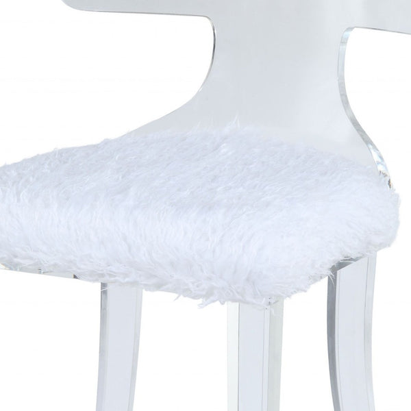 HomeRoots 20" Chic White Faux Fur Side Chair – Modern Comfort for Living Rooms, Bedrooms & Home Offices 318882
