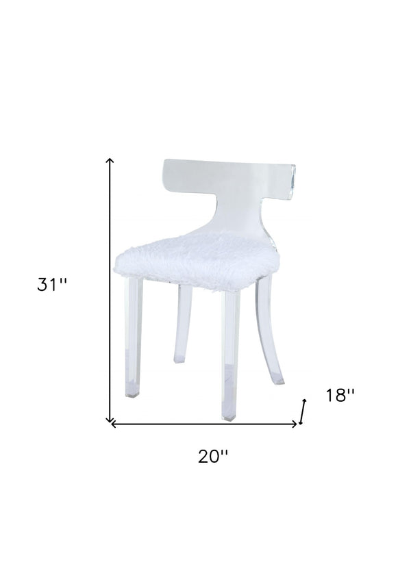 HomeRoots 20" Chic White Faux Fur Side Chair – Modern Comfort for Living Rooms, Bedrooms & Home Offices 318882