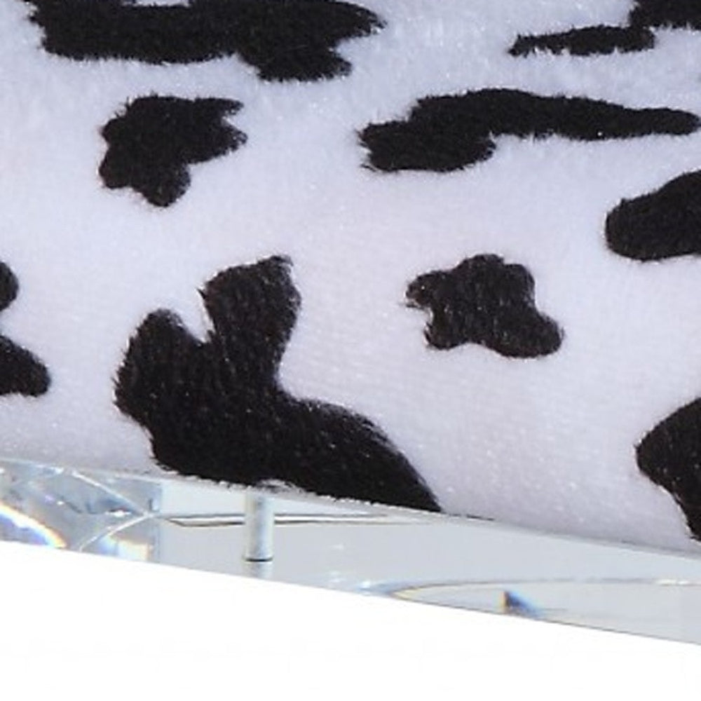 HomeRoots 20" White Velvet Animal Print Side Chair - Chic Acrylic Frame, Plush Comfort for Modern Interiors 318883