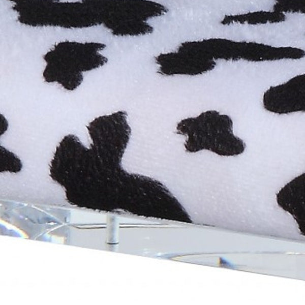 HomeRoots 20" White Velvet Animal Print Side Chair - Chic Acrylic Frame, Plush Comfort for Modern Interiors 318883