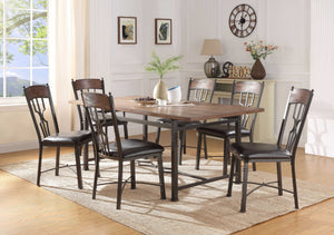 Homeroots 76" X 36" X 30" Weathered Dark Oak And Dark Bronze Dining Table  Wood 318884