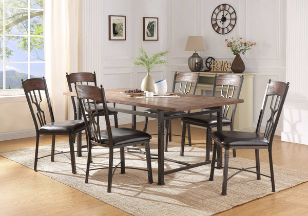 Homeroots 76" X 36" X 30" Weathered Dark Oak And Dark Bronze Dining Table  Wood 318884