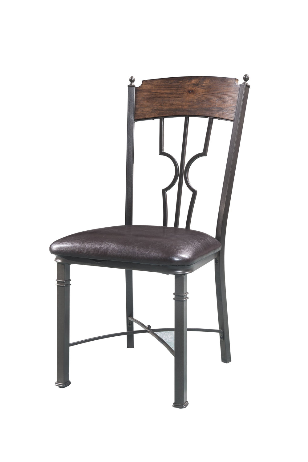 Homeroots Set Of Two Espresso And Bronze Upholstered Faux Leather Windsor Back Dining Side Chairs  Metal 318885