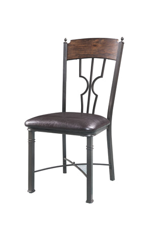 Homeroots Set Of Two Espresso And Bronze Upholstered Faux Leather Windsor Back Dining Side Chairs  Metal 318885