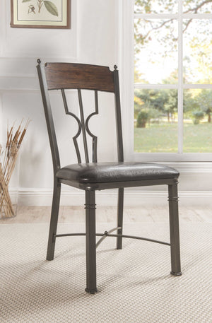 Homeroots Set Of Two Espresso And Bronze Upholstered Faux Leather Windsor Back Dining Side Chairs  Metal 318885