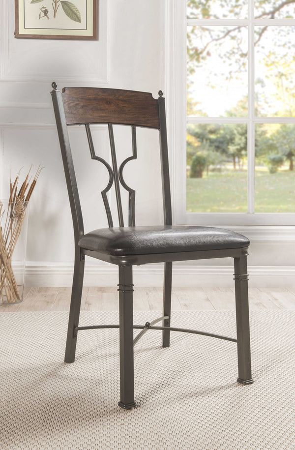 Homeroots Set Of Two Espresso And Bronze Upholstered Faux Leather Windsor Back Dining Side Chairs  Metal 318885