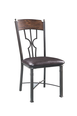 Homeroots Set Of Two Espresso And Bronze Upholstered Faux Leather Windsor Back Dining Side Chairs  Metal 318885