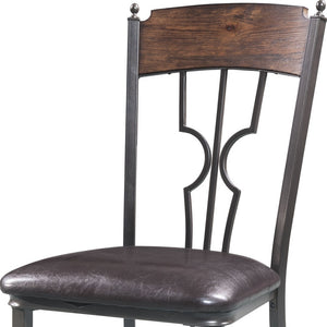Homeroots Set Of Two Espresso And Bronze Upholstered Faux Leather Windsor Back Dining Side Chairs  Metal 318885