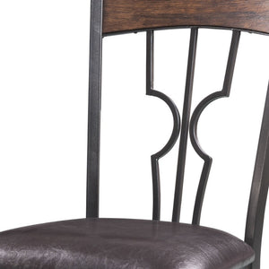Homeroots Set Of Two Espresso And Bronze Upholstered Faux Leather Windsor Back Dining Side Chairs  Metal 318885