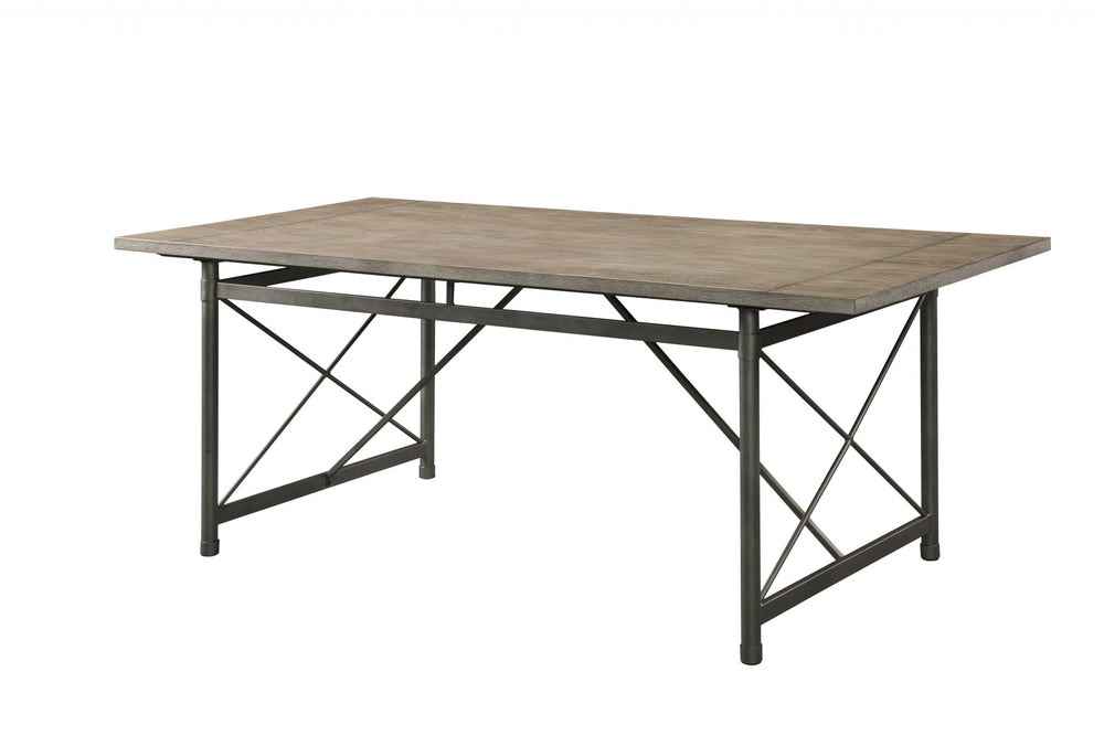 Homeroots 76" X 36" X 30" Gray Oak And Sandy Gray Dining Table  Mdf 318886