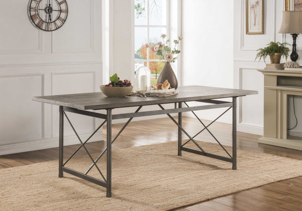 Homeroots 76" X 36" X 30" Gray Oak And Sandy Gray Dining Table  Mdf 318886