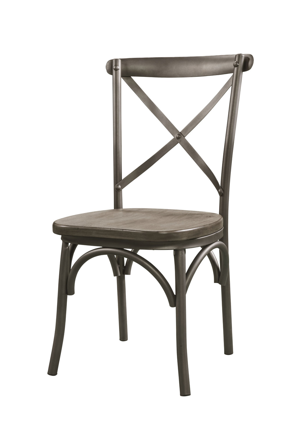 Homeroots Set Of Two Gray And Ash Gray Wood Cross Back Dining Side Chairs  Wood 318887