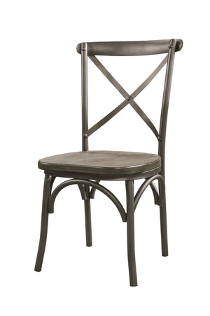 Homeroots Set Of Two Gray And Ash Gray Wood Cross Back Dining Side Chairs  Wood 318887