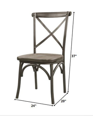 Homeroots Set Of Two Gray And Ash Gray Wood Cross Back Dining Side Chairs  Wood 318887