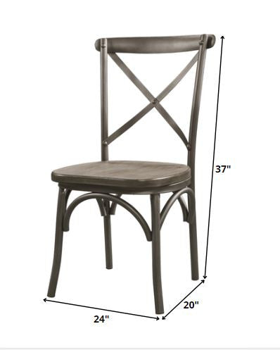 Homeroots Set Of Two Gray And Ash Gray Wood Cross Back Dining Side Chairs  Wood 318887