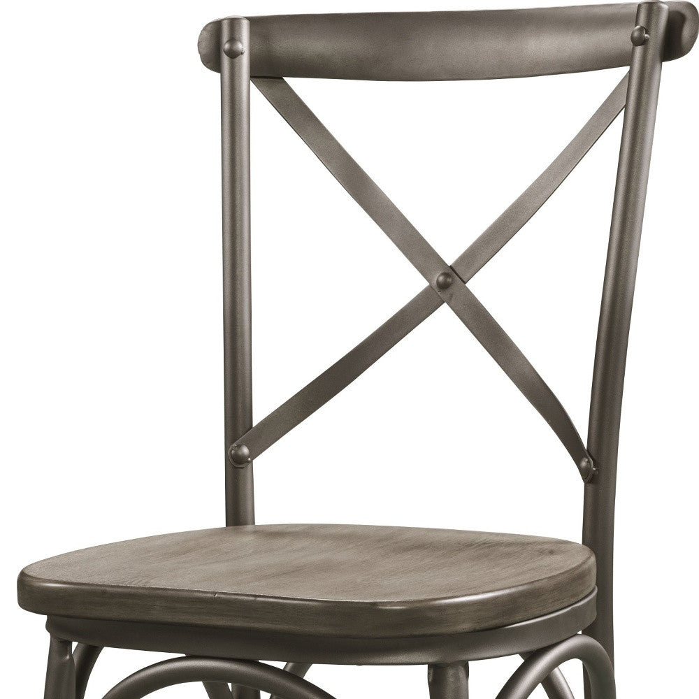 Homeroots Set Of Two Gray And Ash Gray Wood Cross Back Dining Side Chairs  Wood 318887