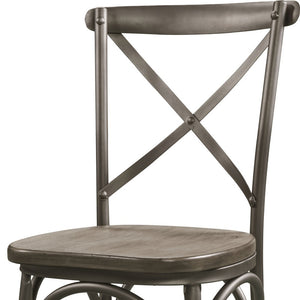 Homeroots Set Of Two Gray And Ash Gray Wood Cross Back Dining Side Chairs  Wood 318887