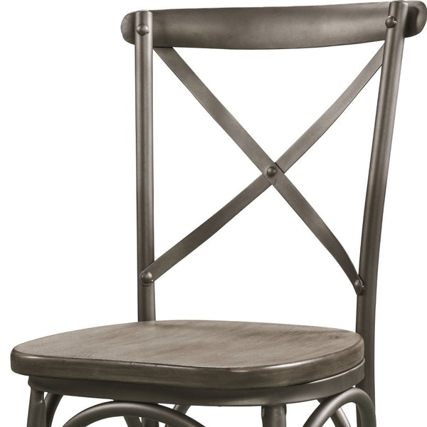 Homeroots Set Of Two Gray And Ash Gray Wood Cross Back Dining Side Chairs  Wood 318887