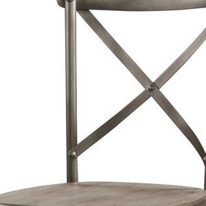 Homeroots Set Of Two Gray And Ash Gray Wood Cross Back Dining Side Chairs  Wood 318887