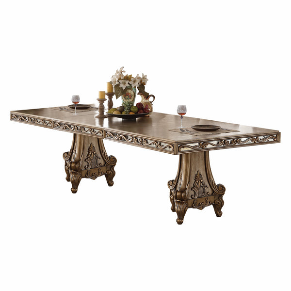 Homeroots 78-114" X 44" X 30" Antique Gold Dining Table  Wood 318891