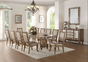 Homeroots 78-114" X 44" X 30" Antique Gold Dining Table  Wood 318891