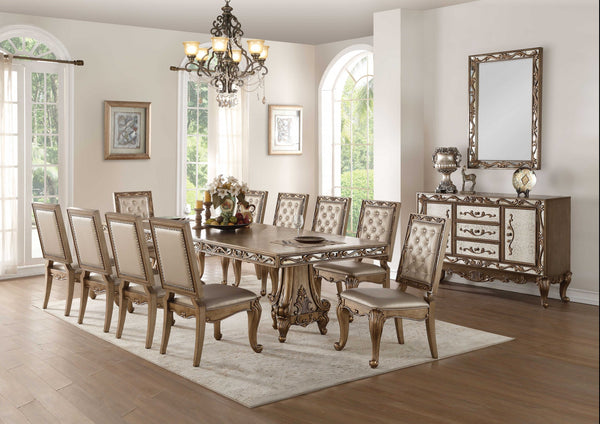 Homeroots 78-114" X 44" X 30" Antique Gold Dining Table  Wood 318891