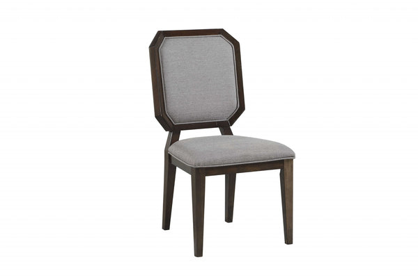 Homeroots Set Of Two Gray And Brown Upholstered Fabric Dining Side Chairs  Wood 318896