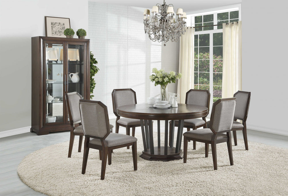 Homeroots Set Of Two Gray And Brown Upholstered Fabric Dining Side Chairs  Wood 318896