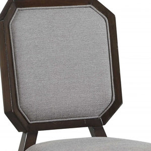 HomeRoots Set of Two Stylish Gray Upholstered Dining Chairs with Brown Solid Wood Legs for Modern Comfort 318896