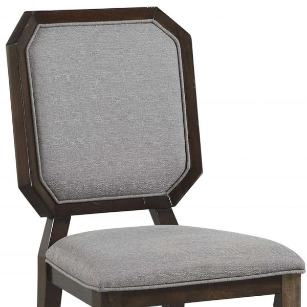 HomeRoots Set of Two Stylish Gray Upholstered Dining Chairs with Brown Solid Wood Legs for Modern Comfort 318896