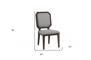 HomeRoots Set of Two Stylish Gray Upholstered Dining Chairs with Brown Solid Wood Legs for Modern Comfort 318896