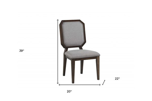 HomeRoots Set of Two Stylish Gray Upholstered Dining Chairs with Brown Solid Wood Legs for Modern Comfort 318896